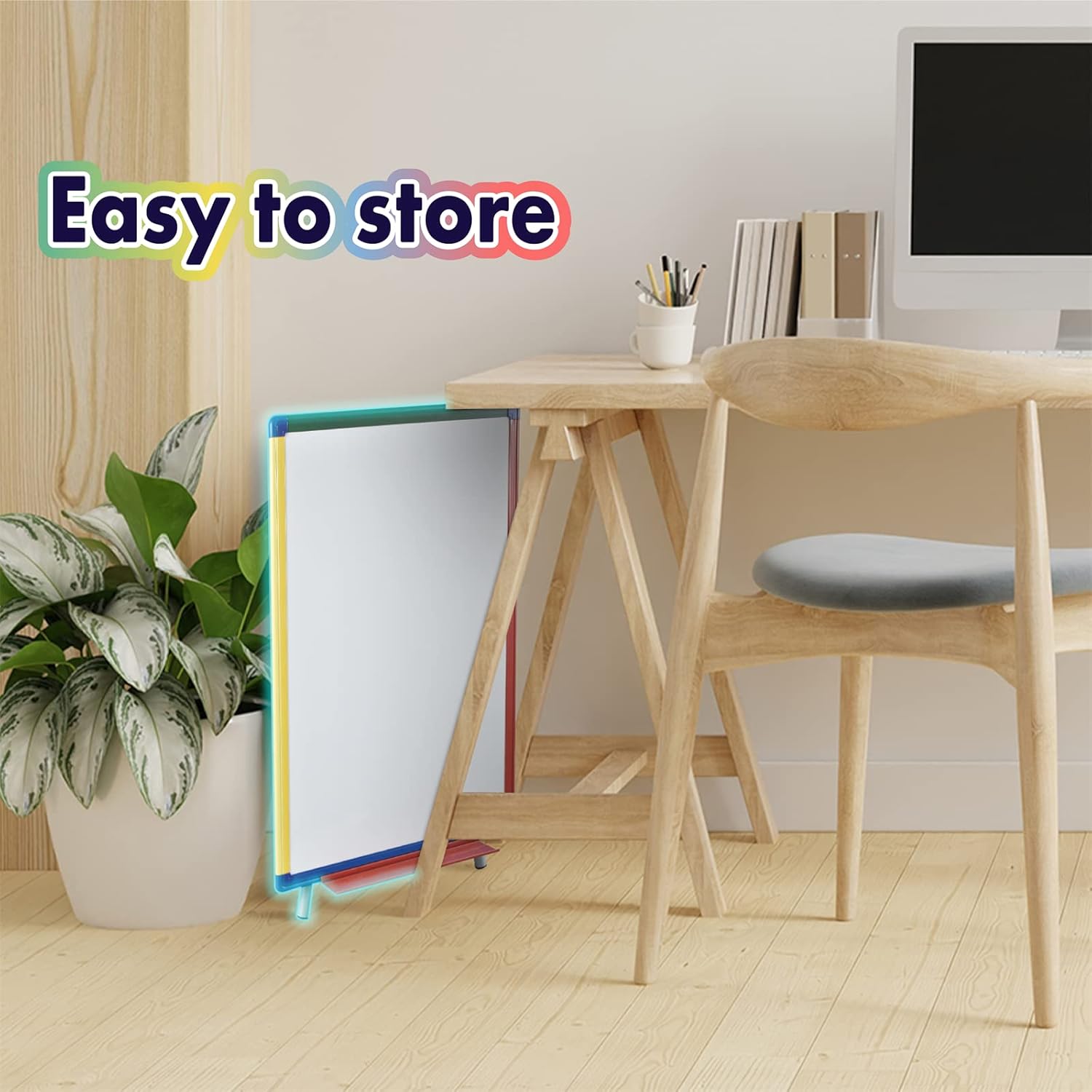 SWANCROWN Portable Whiteboard with Stand 60x45cm, Teaching Easel for Classroom Home School, Colorful Aluminum Frame, Foldable&Height Adjustable-6