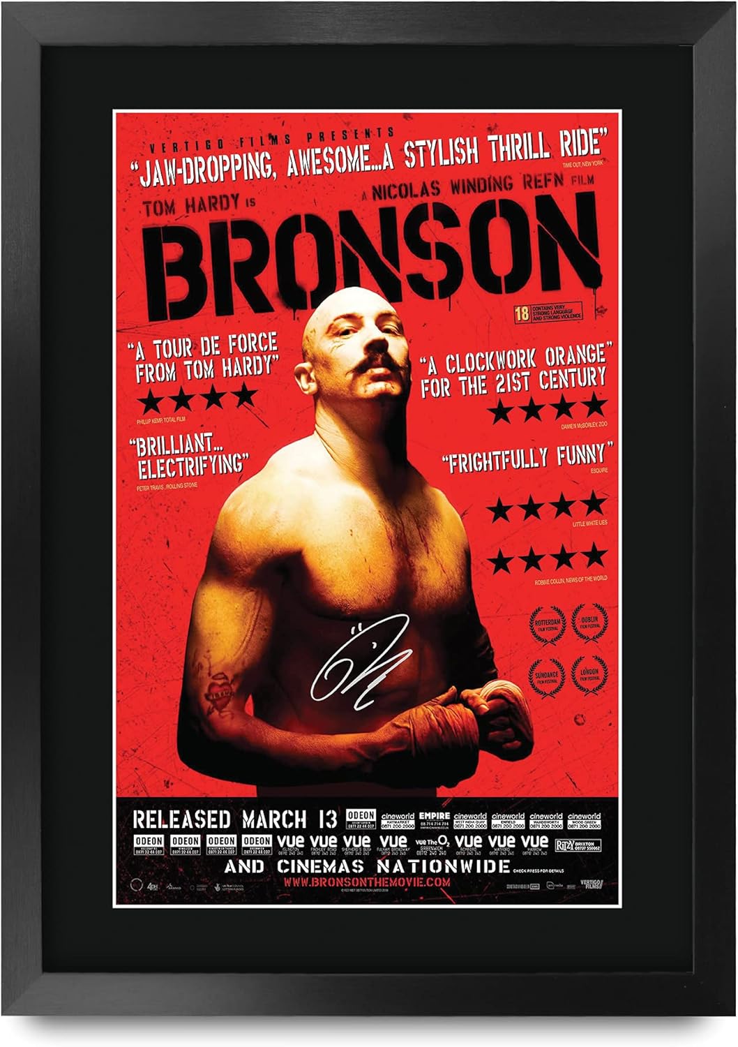 HWC Trading Bronson The Cast Tom Hardy Gifts Printed Poster Signed Autograph Picture for Movie Memorabilia Fans - A3 Framed-0