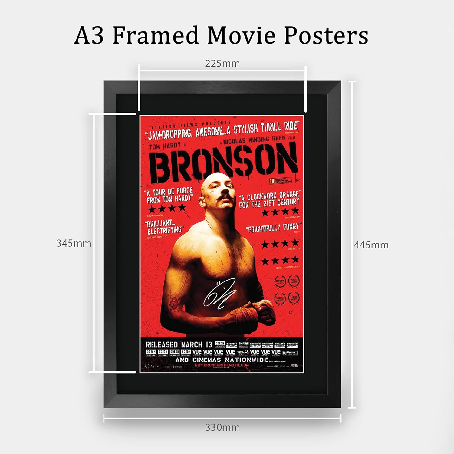 HWC Trading Bronson The Cast Tom Hardy Gifts Printed Poster Signed Autograph Picture for Movie Memorabilia Fans - A3 Framed-1