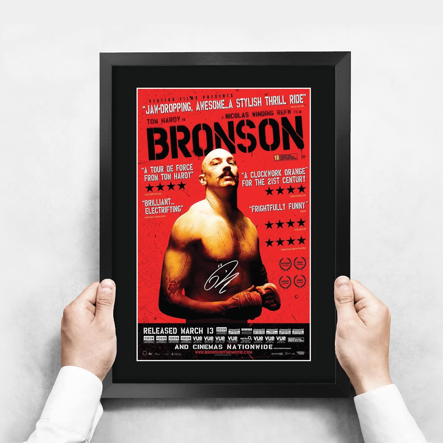 HWC Trading Bronson The Cast Tom Hardy Gifts Printed Poster Signed Autograph Picture for Movie Memorabilia Fans - A3 Framed-2