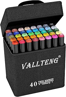 Vallteng 40 Colors Graphic Marker Pen Art Sketch Twin Marker Pen Permanent Graffiti Coloring Pens for Drawing Coloring Highlighting and Underlining