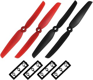 sourcing map RC Propellers 6030 6x3 Inch CW CCW 2-Vane for Quadcopter Hexacopter Multirotor, Black Red 2 Pairs with Adapter Rings