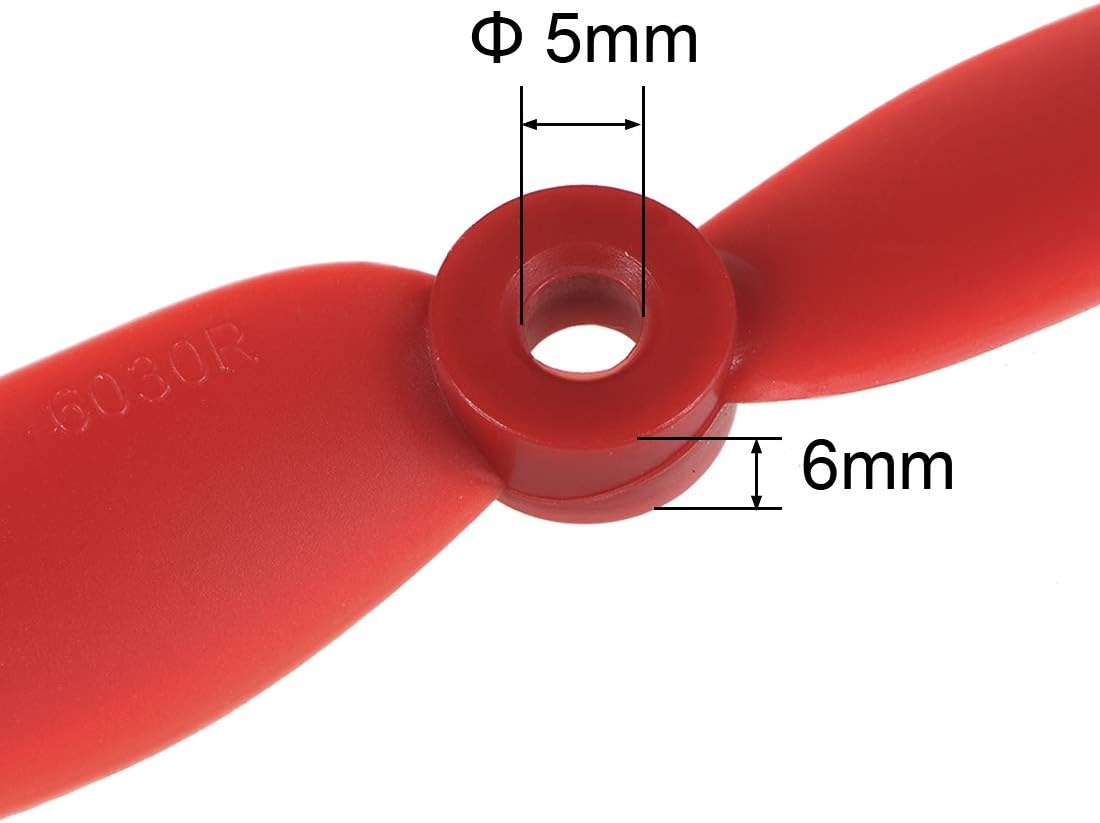 sourcing map RC Propellers 6030 6x3 Inch CW CCW 2-Vane for Quadcopter Hexacopter Multirotor, Black Red 2 Pairs with Adapter Rings-2