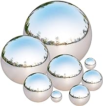 Tiberham Stainless Steel Gazing Ball, 8 Pcs 42-200 mm Mirror Polished Hollow Ball Reflective Garden Sphere, Floating Pond Balls Seamless Gazing Globe for Home Garden Ornament Decorations