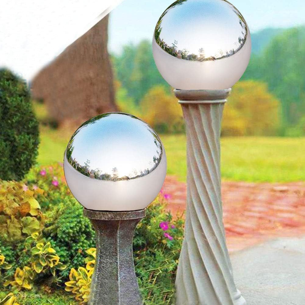 Tiberham Stainless Steel Gazing Ball, 8 Pcs 42-200 mm Mirror Polished Hollow Ball Reflective Garden Sphere, Floating Pond Balls Seamless Gazing Globe for Home Garden Ornament Decorations-3