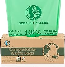 Greener Walker 25% Extra Thick Compost 6L/10L/30L Caddy Bin Liners-120 Bags Biodegradable Kitchen Food Waste Bags(6L)