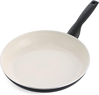 GreenPan Rio Healthy Ceramic Non-Stick 26cm Frying Pan Skillet, PFAS Free, Stay-Cool Handle, Oven Safe up to 160°C, Dishwasher Safe, Black & Cream