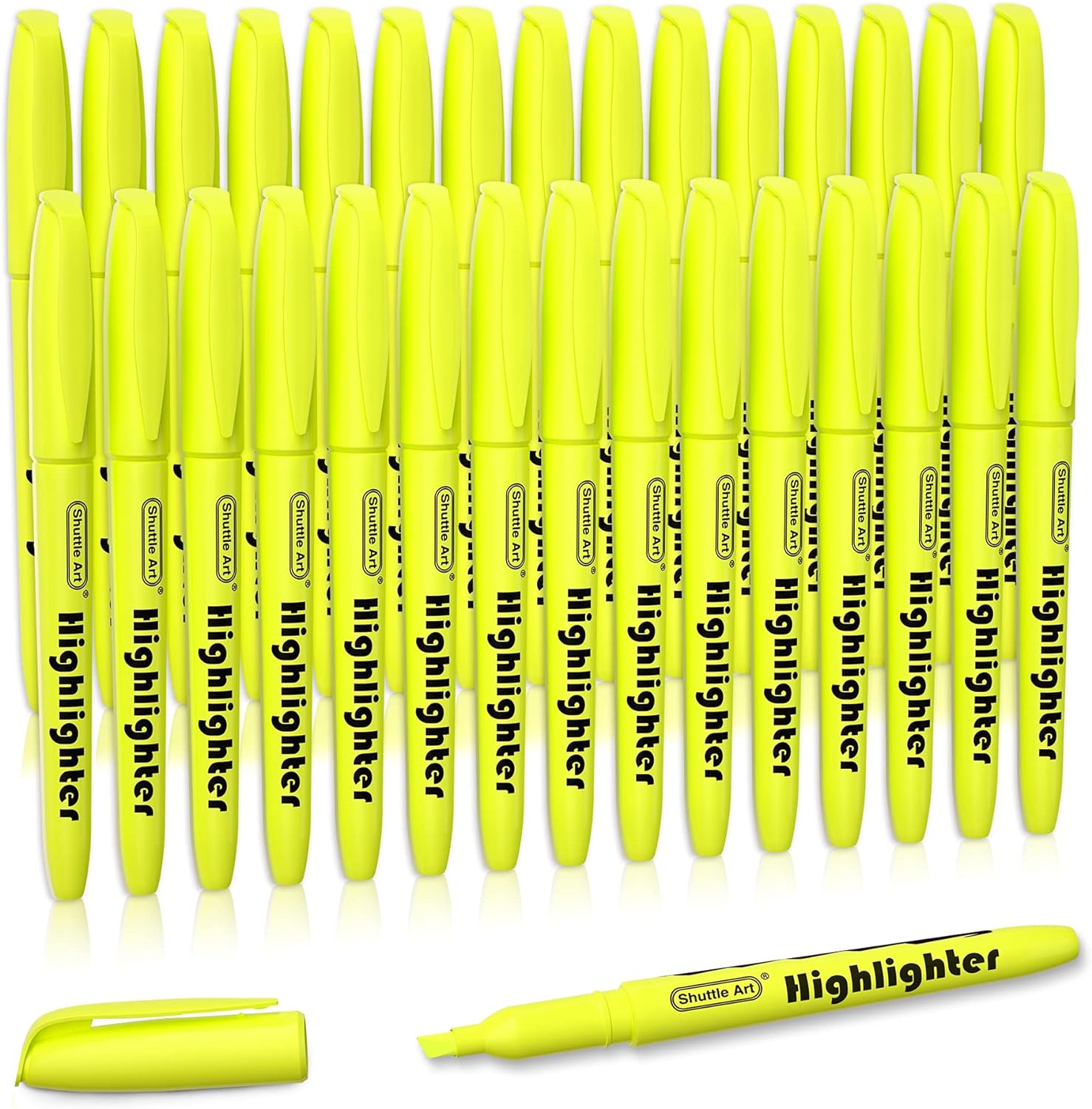 Shuttle Art Yellow Highlighters, 30 Pack Highlighters Bright Colours, Chisel Tip Dry-Quickly Non-Toxic Highlighter markers for Adults Kids Highlighting in Home School Office-0