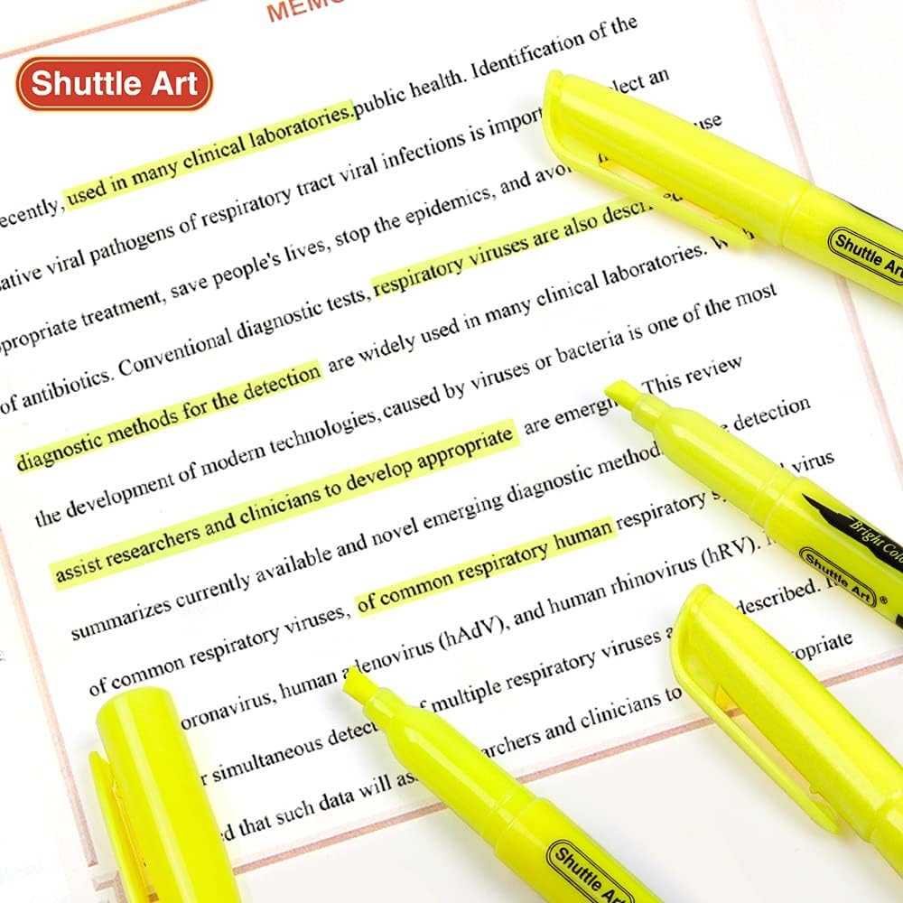 Shuttle Art Yellow Highlighters, 30 Pack Highlighters Bright Colours, Chisel Tip Dry-Quickly Non-Toxic Highlighter markers for Adults Kids Highlighting in Home School Office-3