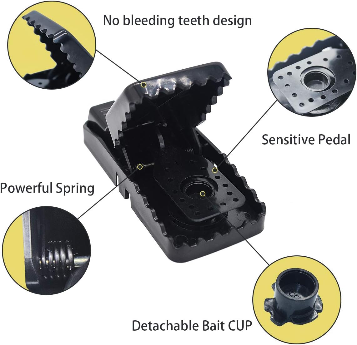 LESNIC Mouse Trap 4 Pack Recyclable, Best Reusable Mouse Traps That Work, Mice Traps Snap & Indoor Trap with Detachable Bait Cup, Very Effective & Safe Better Mouse Catcher-1