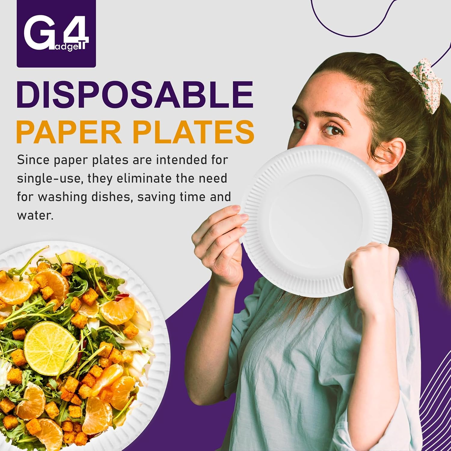 G4GADGET 30 Paper Plates 23cm - 9inch Paper Plates, Disposable Plates, Party Plates-3