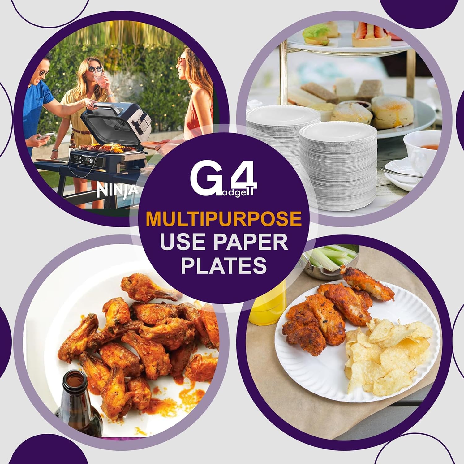 G4GADGET 30 Paper Plates 23cm - 9inch Paper Plates, Disposable Plates, Party Plates-6