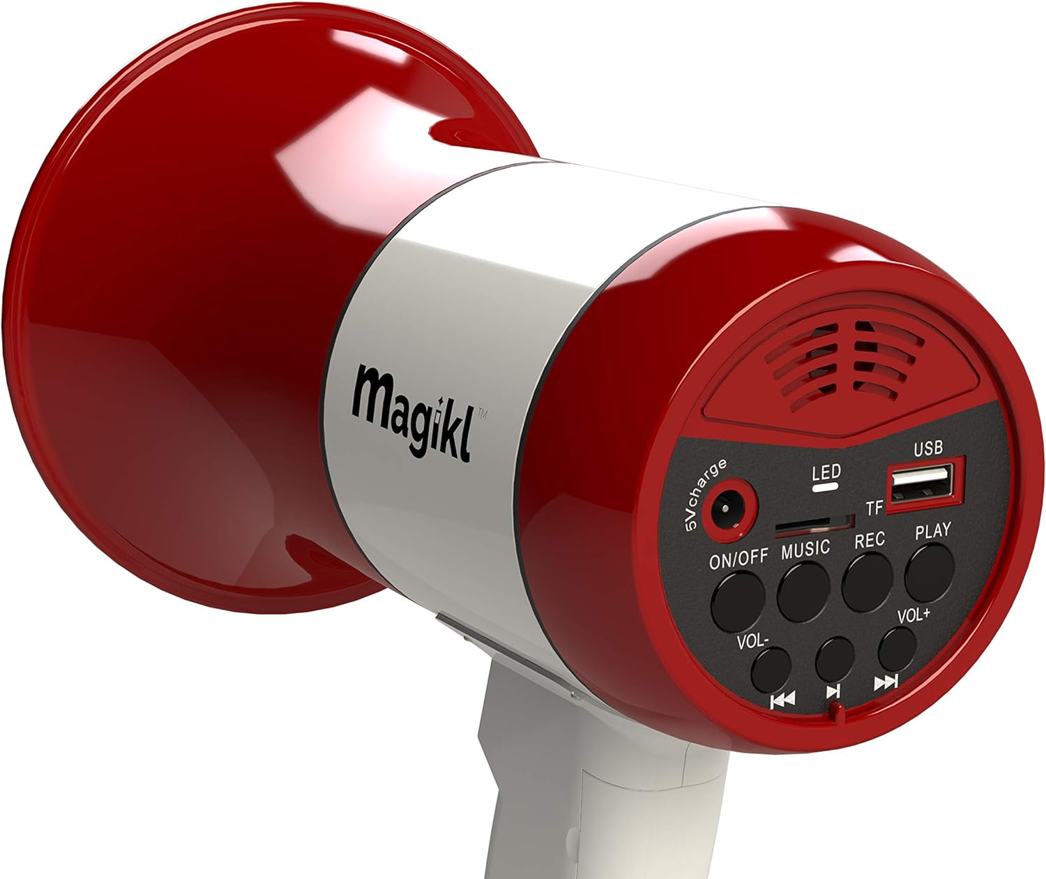 Magikl Megaphone Speaker with Siren - Portable Loud Hailer - MP3 Player and Recording Function, Rechargeable Battery and USB-Charging Cable Included - For Parties, Sporting Events and Professional Use-0