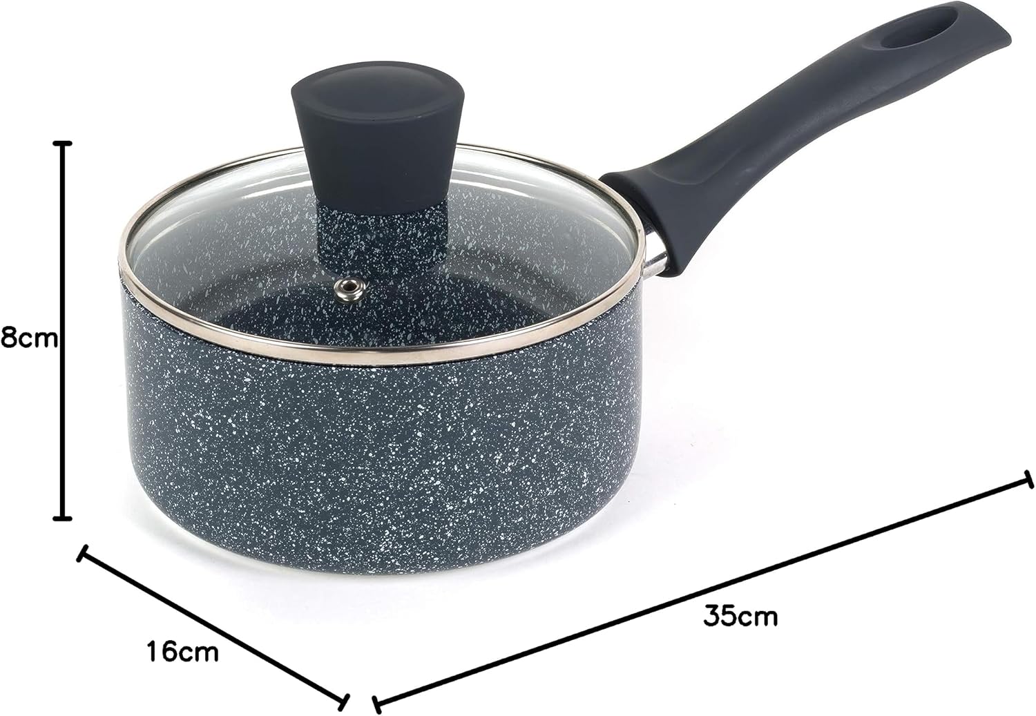 Russell Hobbs RH00844EU Non-Stick Saucepan - Pressed Aluminium Milk Saucepan with Tempered Glass Lid, 16cm/1.2L Sauce Pot for Induction, Small Cooking Pot with Soft Bakelite Handle, Nightfall Stone-9