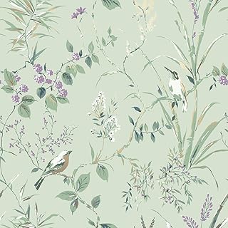 CROWN Mariko Mint/Plum Paper Wallpaper