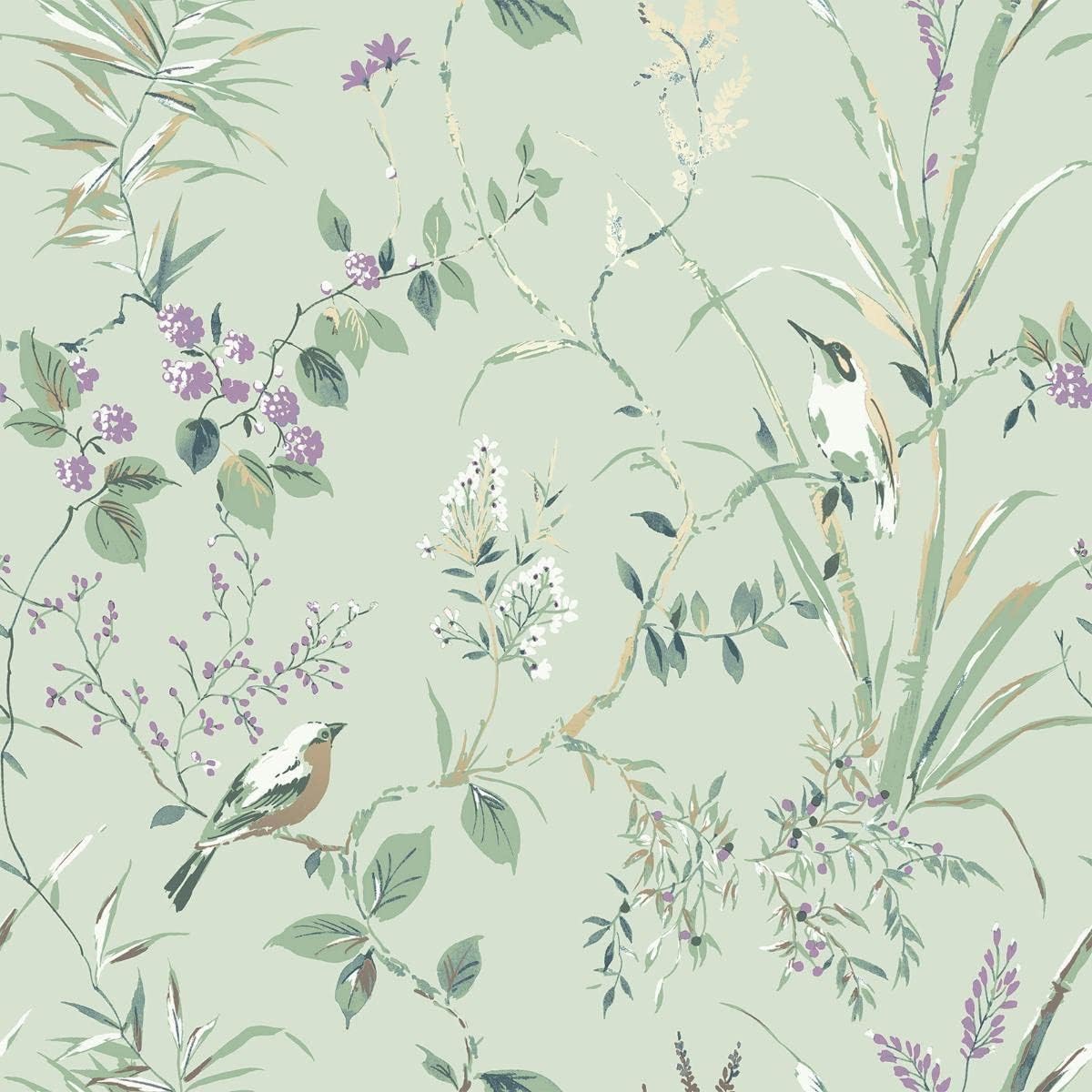 CROWN Mariko Mint/Plum Paper Wallpaper-3