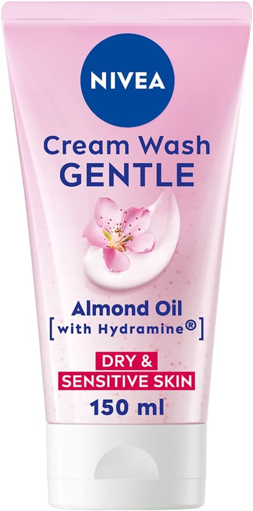 NIVEA Gentle Face Cream Wash (150ml), Face Cleanser with Almond Oil and Hydramine Gently Cleanses for Smooth, Healthy Skin, Face Wash for Dry and Sensitive Skin-0