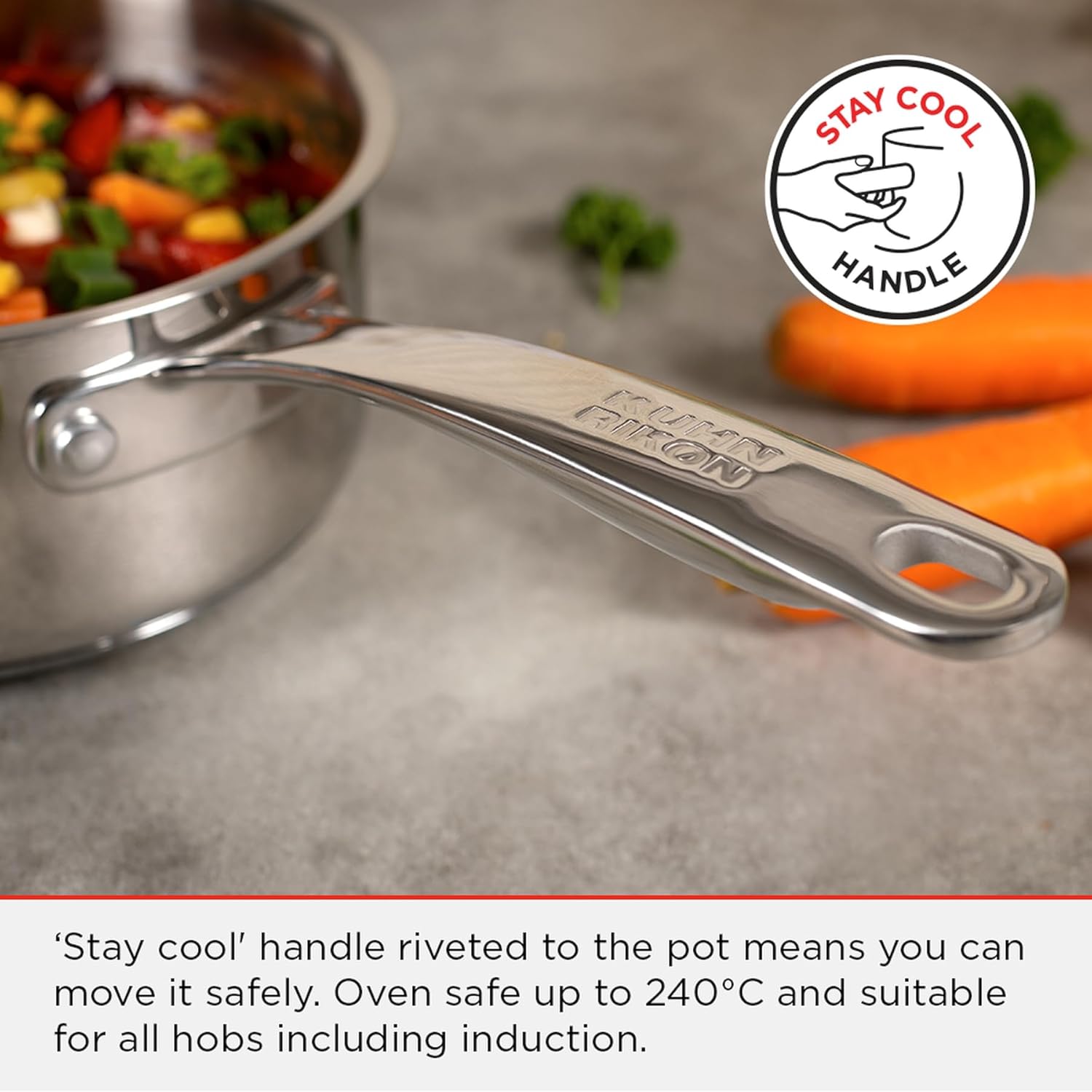 Kuhn Rikon Allround 3 Piece Saucepan Set, 16cm/1.5L, 18cm/2.3L, 20cm/3.1L. Oven Safe Pots and Pans Set. Dishwasher Safe Cooking Pots. Induction Hob Pan Set – Lifetime Kuhn Rikon Cookware Guarantee-3