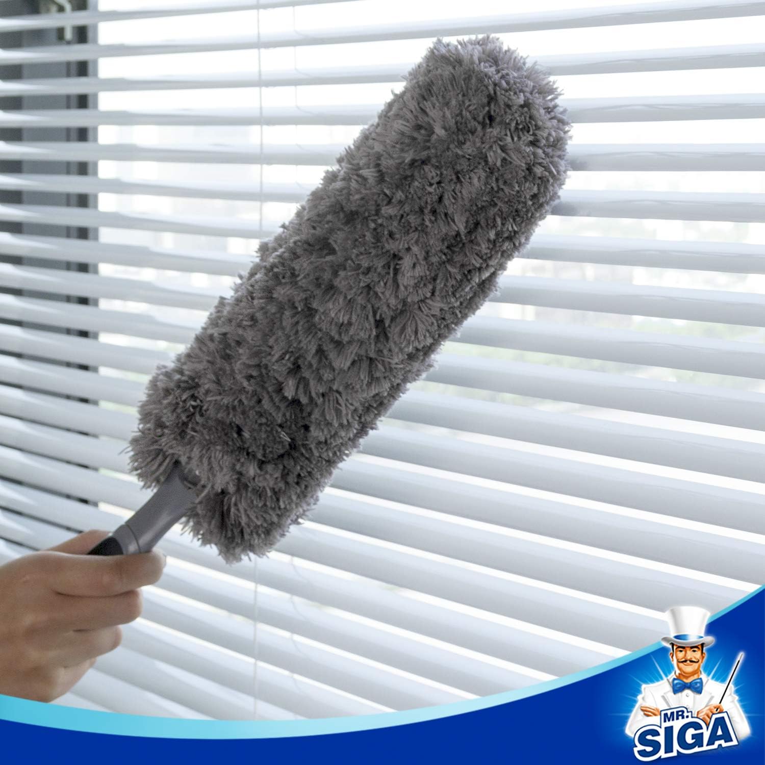 MR.SIGA Microfiber Duster, Washable Duster for Cleaning Grey-3