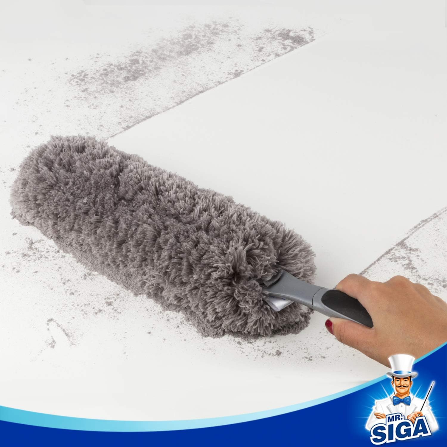 MR.SIGA Microfiber Duster, Washable Duster for Cleaning Grey-4