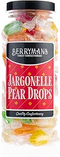 Original Jargonelle Pear Drops Retro Boiled Sweets Gift Jar By Berrymans Sweet Shop - Classic Sweets, Traditional Taste.