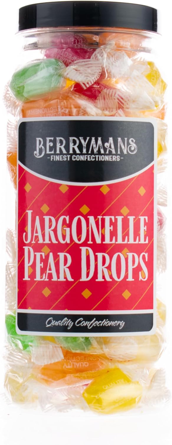 Original Jargonelle Pear Drops Retro Boiled Sweets Gift Jar By Berrymans Sweet Shop - Classic Sweets, Traditional Taste.-0