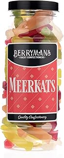 Original Meerkats Jelly Gummy Retro Sweets Gift Jar by Berrymans Sweet Shop - Classic Sweets, Traditional Taste.