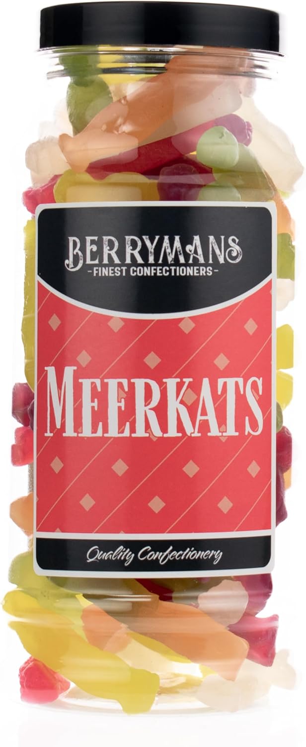 Original Meerkats Jelly Gummy Retro Sweets Gift Jar by Berrymans Sweet Shop - Classic Sweets, Traditional Taste.-0