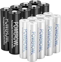 POWEROWL 16 x AA AAA Rechargeable Batteries Set, Pre-Charged 1.2V Ni-MH Batteries (8 x 2800mAh AA Batteries & 8 X 1000mAh AAA Batteries)