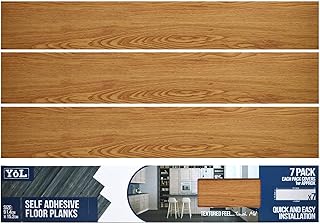 Floor Planks Tiles Self Adhesive Brown Wood Oak Vinyl Flooring Bathroom Kitchen - Pack of 7 6X36"