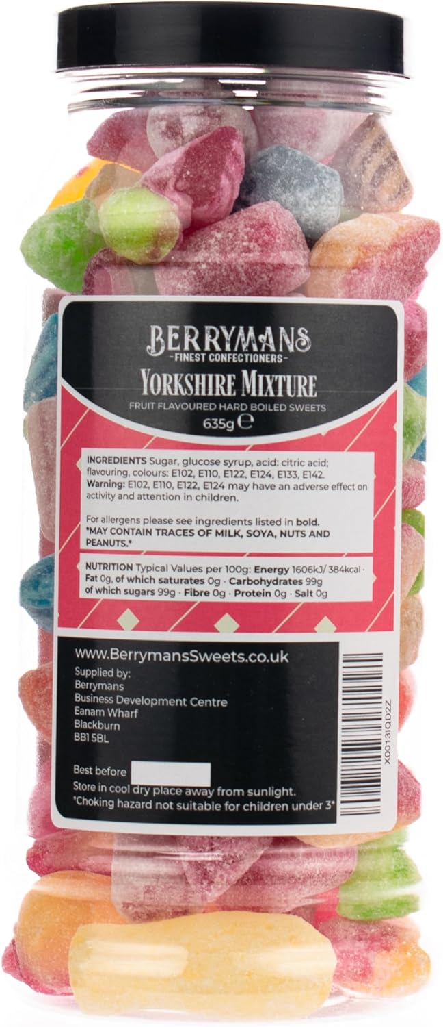 Original Yorkshire Mixture Retro Boiled Sweets Gift Jar By Berrymans Sweet Shop - Classic Sweets, Traditional Taste.-1