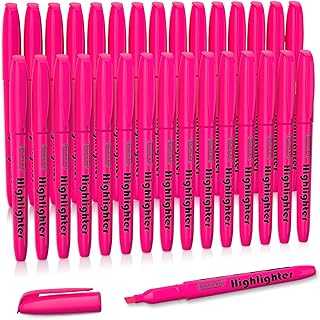 Shuttle Art Highlighters, 30 Pack Highlighters Bright Colours, Pink Colours Chisel Tip Dry-Quickly Non-Toxic Highlighter markers for Adults Kids Highlighting in the Home School Office