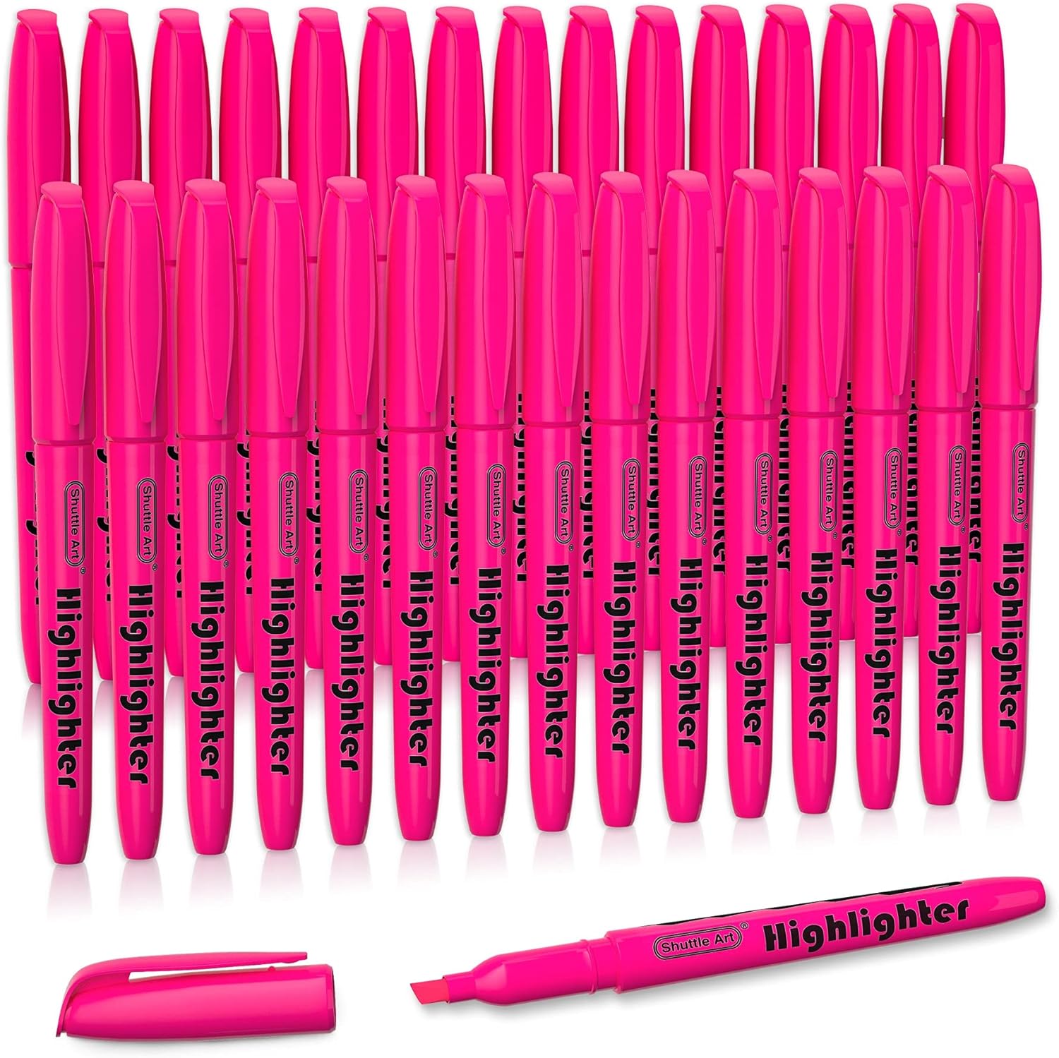 Shuttle Art Highlighters, 30 Pack Highlighters Bright Colours, Pink Colours Chisel Tip Dry-Quickly Non-Toxic Highlighter markers for Adults Kids Highlighting in the Home School Office-0