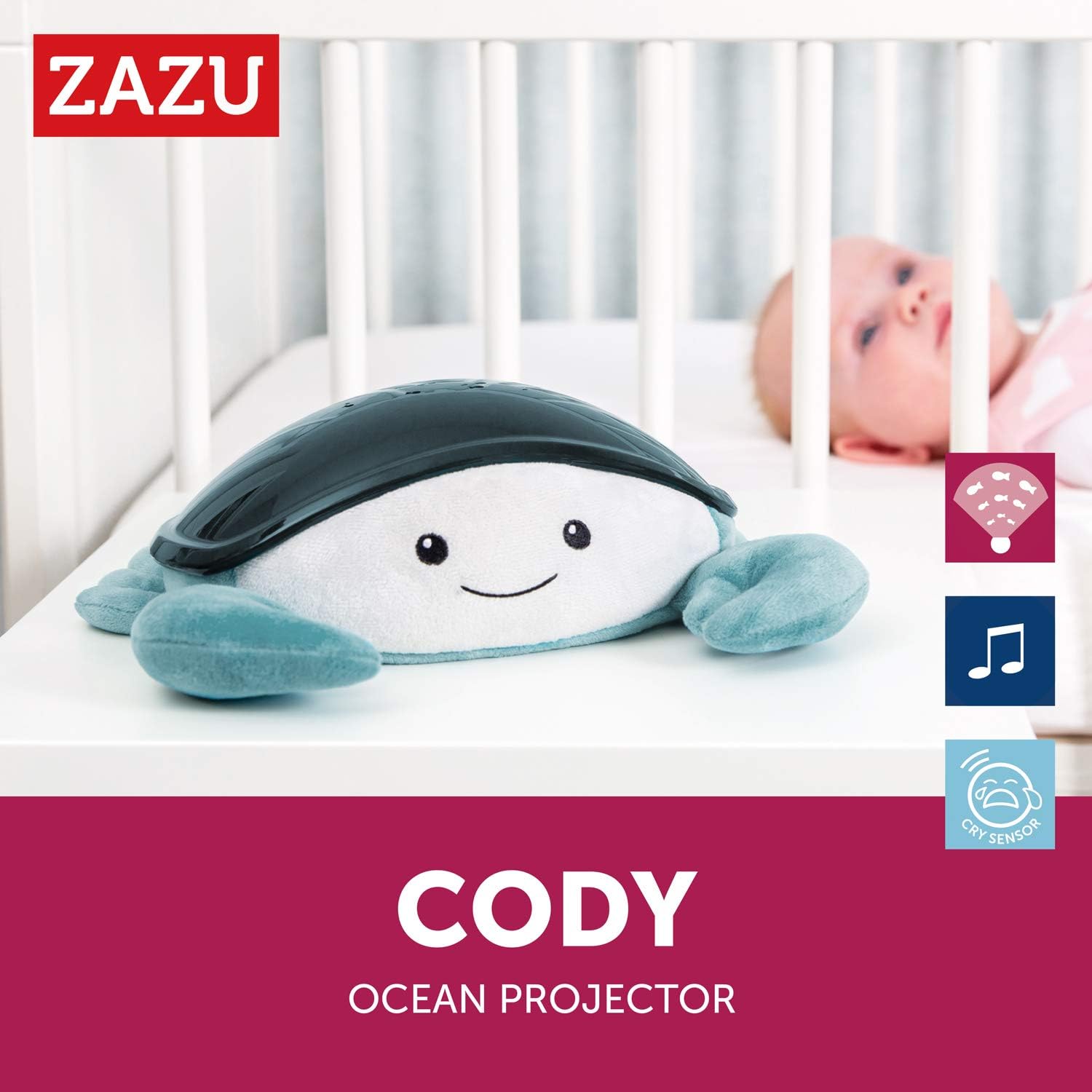 Zazu Kids Cody The Crab - Ocean Projector with Moving Projection and Soothing melodies-2