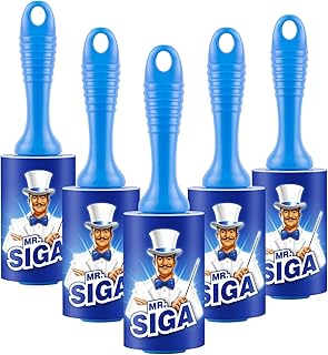 MR.SIGA Extra Sticky Lint Roller Pet Hair Remover with Easy Tear Sheets, 450 Sheets in Total, 5-Pack, Blue