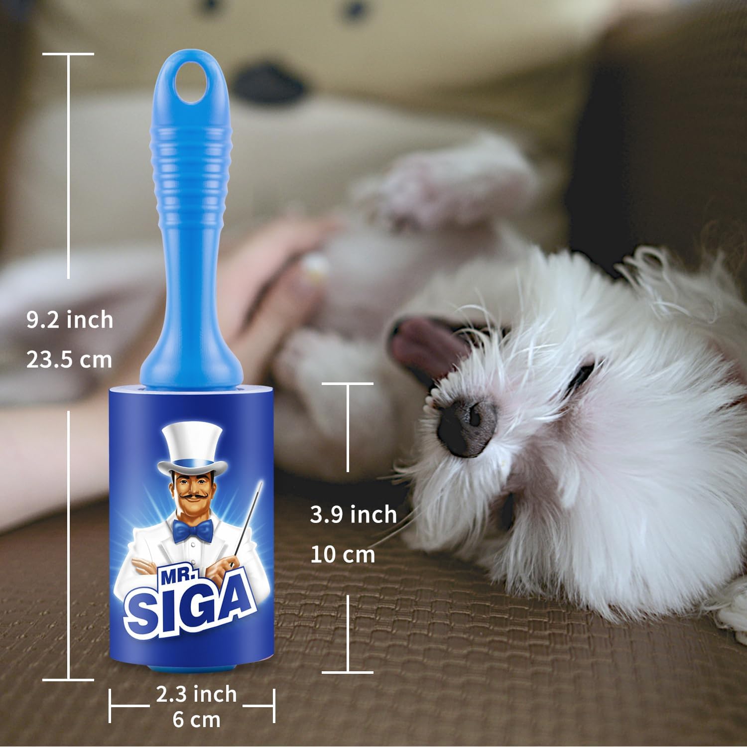 MR.SIGA Extra Sticky Lint Roller Pet Hair Remover with Easy Tear Sheets, 450 Sheets in Total, 5-Pack, Blue-3