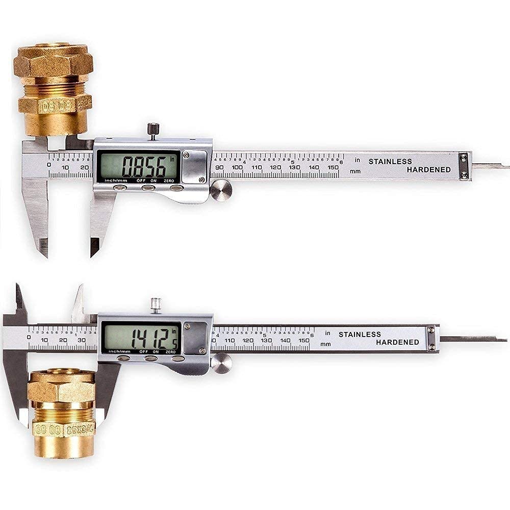 JPXVNY Digital Vernier Caliper, 150mm Caliper with Stainless Steel, Inch Millimeter Fraction Conversion, Measuring Tools Calipers Gauge with Large LCD Display Screen-1