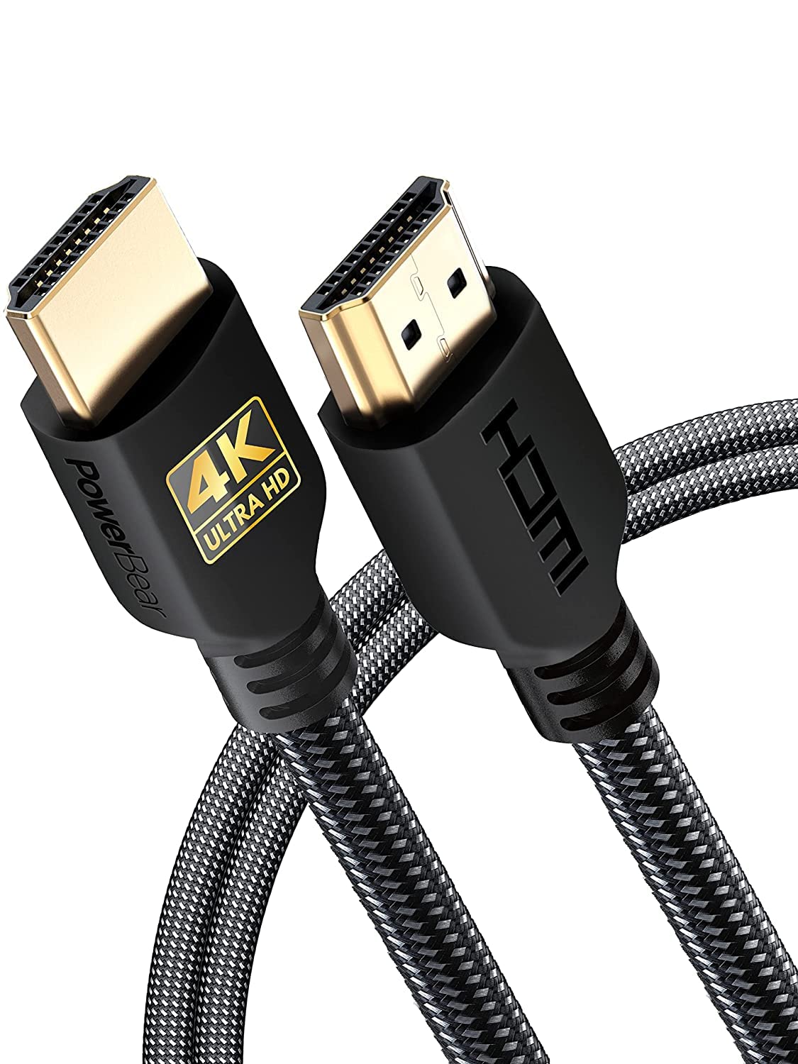 PowerBear 4K HDMI Cable 2 M | High Speed, Braided Nylon & Gold Connectors, 4K @ 60Hz, Ultra HD, 2K, 1080P, ARC & CL3 Rated | for Laptop, Monitor, PS5, PS4, Xbox One, Fire TV, Apple TV PC-0