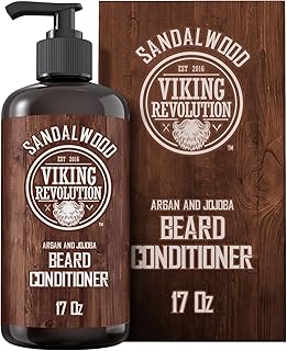 Viking Revolution - Beard Conditioner with Argan & Jojoba Oils - Softens & Strengthens - Beard Conditioner with Beard Oil - Sandalwood - 500ml