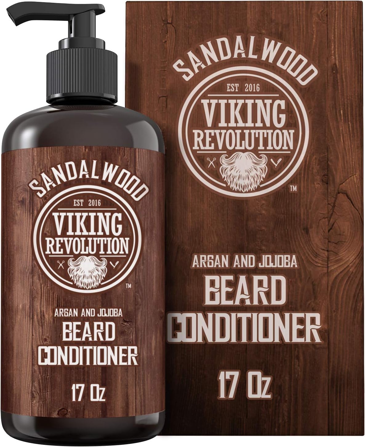 Viking Revolution - Beard Conditioner with Argan & Jojoba Oils - Softens & Strengthens - Beard Conditioner with Beard Oil - Sandalwood - 500ml-0