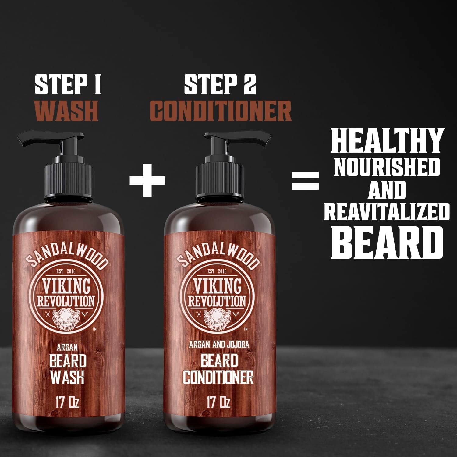 Viking Revolution - Beard Conditioner with Argan & Jojoba Oils - Softens & Strengthens - Beard Conditioner with Beard Oil - Sandalwood - 500ml-5