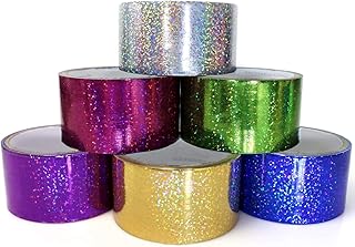 GIFTEXPRESS 6 Holographic Heavy-Duty Assorted Colored Duct Tapes, Sparkle Glitter Tapes Multi Purposes Bright Colors for DIY, Art Craft, 2" Roll by 5 yds