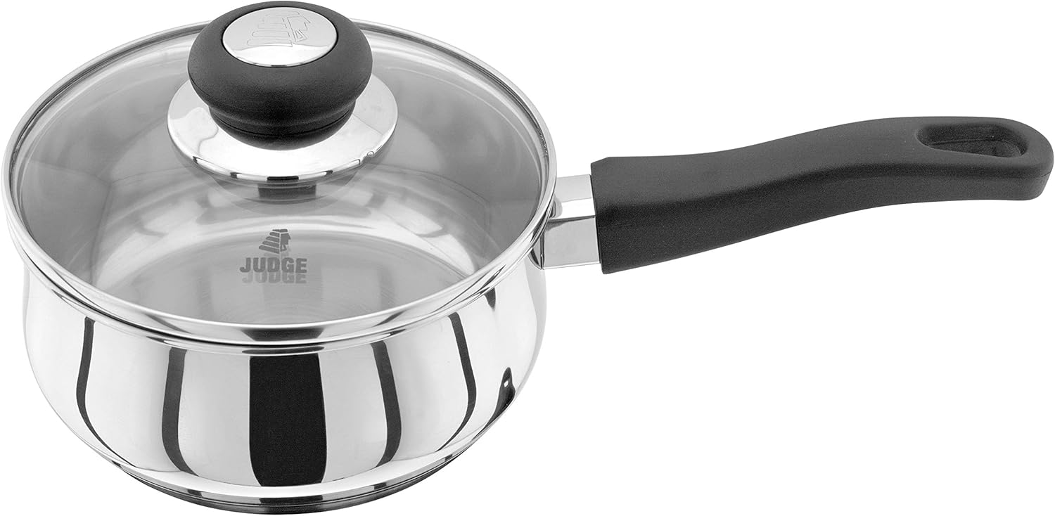 Judge Vista JJA1A Stainless Steel Set of Pans, 3-Piece Set, 16cm, 18cm & 20cm Saucepans, Classic Curved Shape, Vented Glass Lids, Induction Ready, Oven Safe, 25 Year Guarantee-5