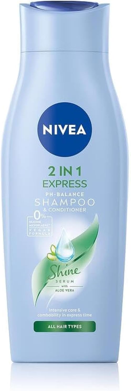 Nivea 2-in-1 Care Express Mild Shampoo and Conditioner (250 ml), Intensive Nourishing Shampoo with Aloe Vera, Hair Shampoo for Care in No Time at All-0