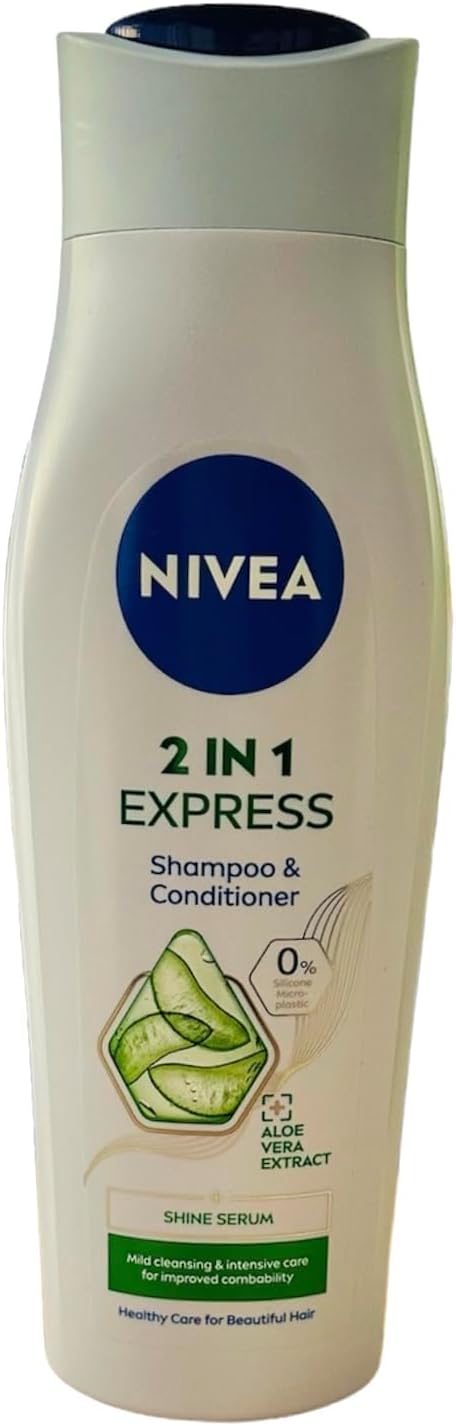 Nivea 2-in-1 Care Express Mild Shampoo and Conditioner (250 ml), Intensive Nourishing Shampoo with Aloe Vera, Hair Shampoo for Care in No Time at All-1