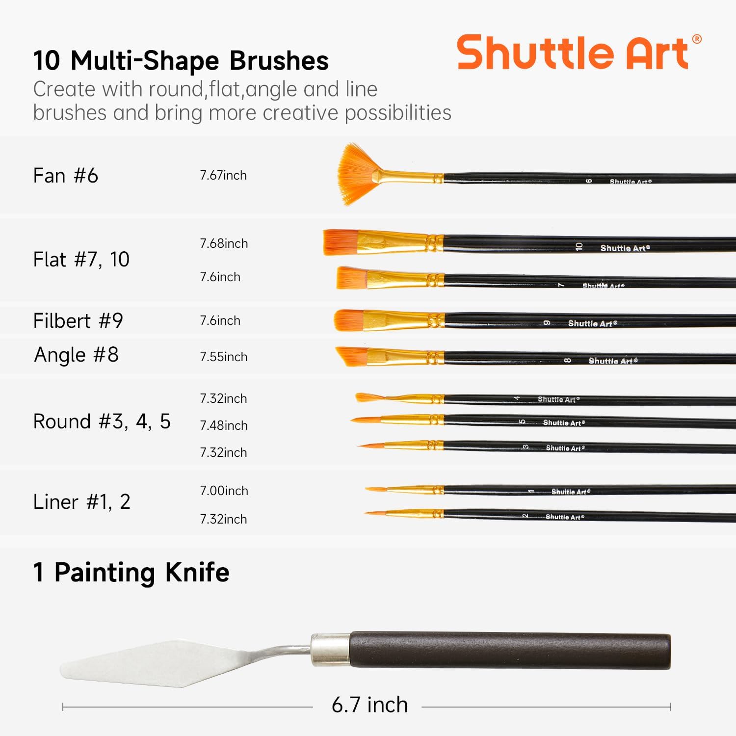 Shuttle Art 46 Pack Acrylic Paints Set, 30 Colours Acrylic Paint with 10 Brushes, 3 Blank Canvas,1 Palette, 1 Sponge, Complete Paint Set for Canvas Wood Ceramic, Art Paints Set for Beginners Adults-6