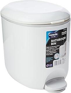 Addis 518503 Premium Deluxe Bathroom Pedal Bin with inner, 3.5 litre, White Grey, 29 x 18.5 x 23cm