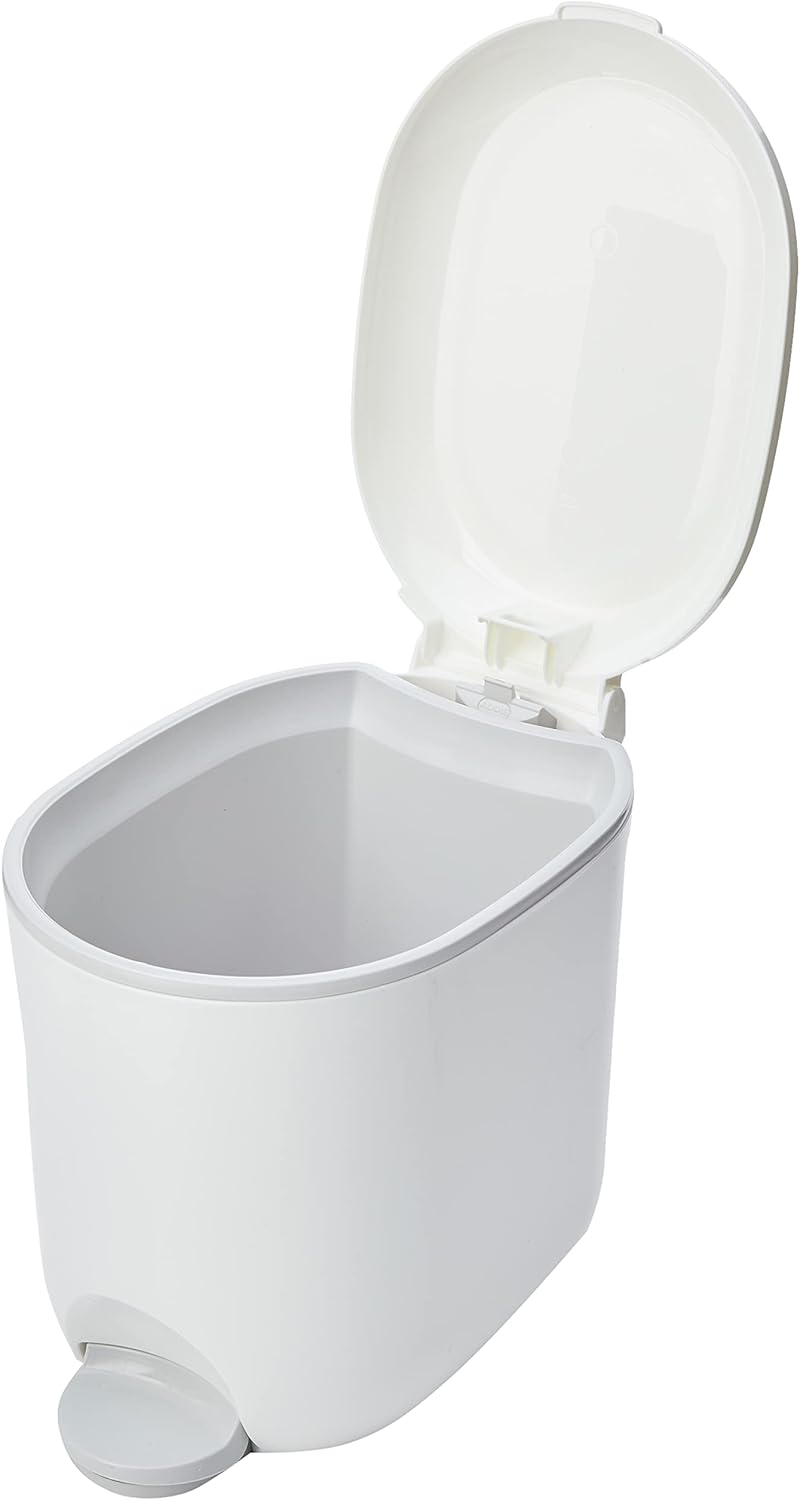 Addis 518503 Premium Deluxe Bathroom Pedal Bin with inner, 3.5 litre, White Grey, 29 x 18.5 x 23cm-1