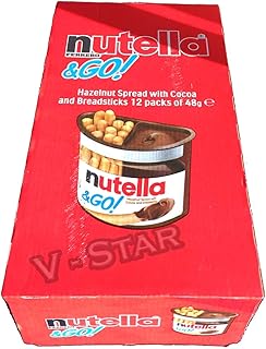 Full Box of NUTELLA Ferrero & GO Hazelnut Spread & Malted Bread Sticks 12 x 48g