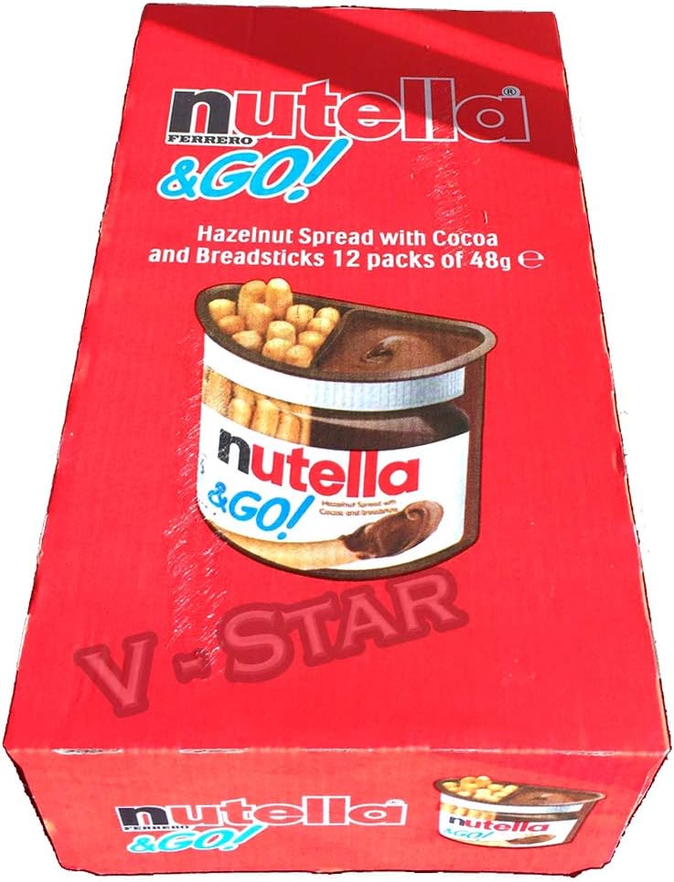 Full Box of NUTELLA Ferrero & GO Hazelnut Spread & Malted Bread Sticks 12 x 48g-0